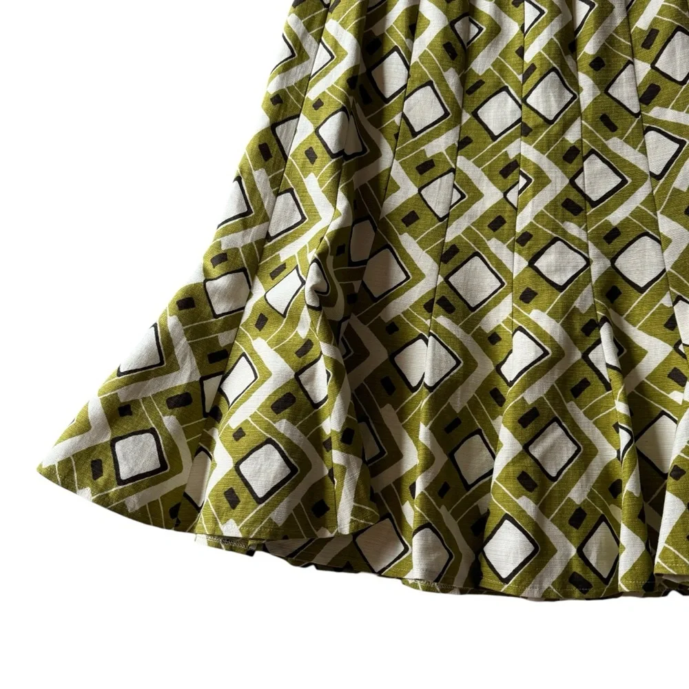 NWT Lafayette 148 Multicolor Geometric Print Silk Cotton Blend A Line Skirt - Picture 4 of 15